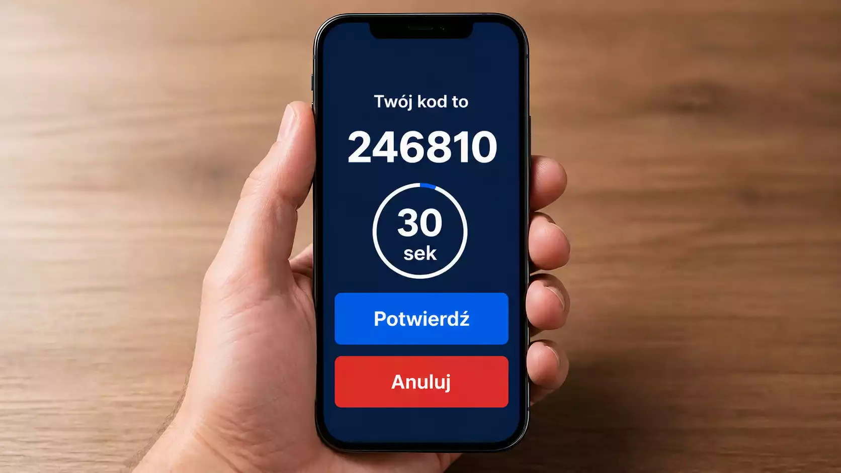 Telefon z aplikacją bankową wyświetlającą kod BLIK do wpłaty u bukmachera